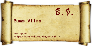 Bums Vilma névjegykártya
